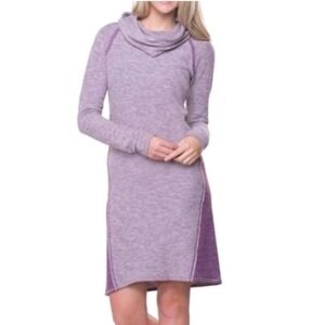 Kuhl NOVA Dress Cowl Neck‎ Long Sleeve Casual Comfy Purple Heathered Size S WOOL